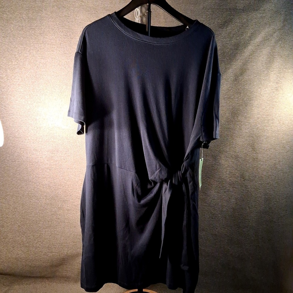 Terra & Sky Front Twist Dress Womens 4X Dark Navy NWT Adjustable Waist Cotton